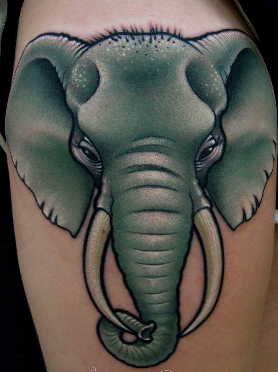Elephant Tattoo by Cracker Joe Swider out of CT